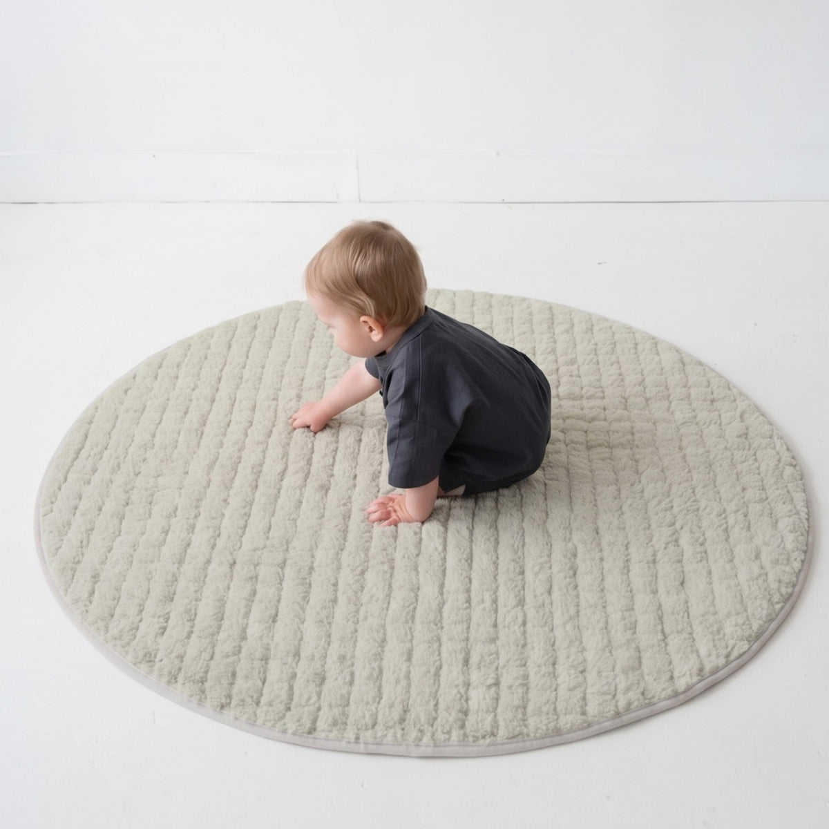 *quilted teddy fleece round play mat - beige