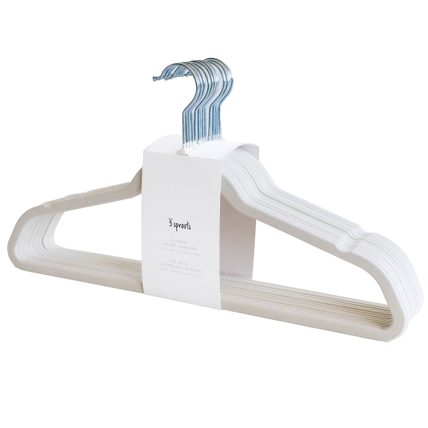 *velvet non-slip hangers for adults (2 sets of 15) - cream