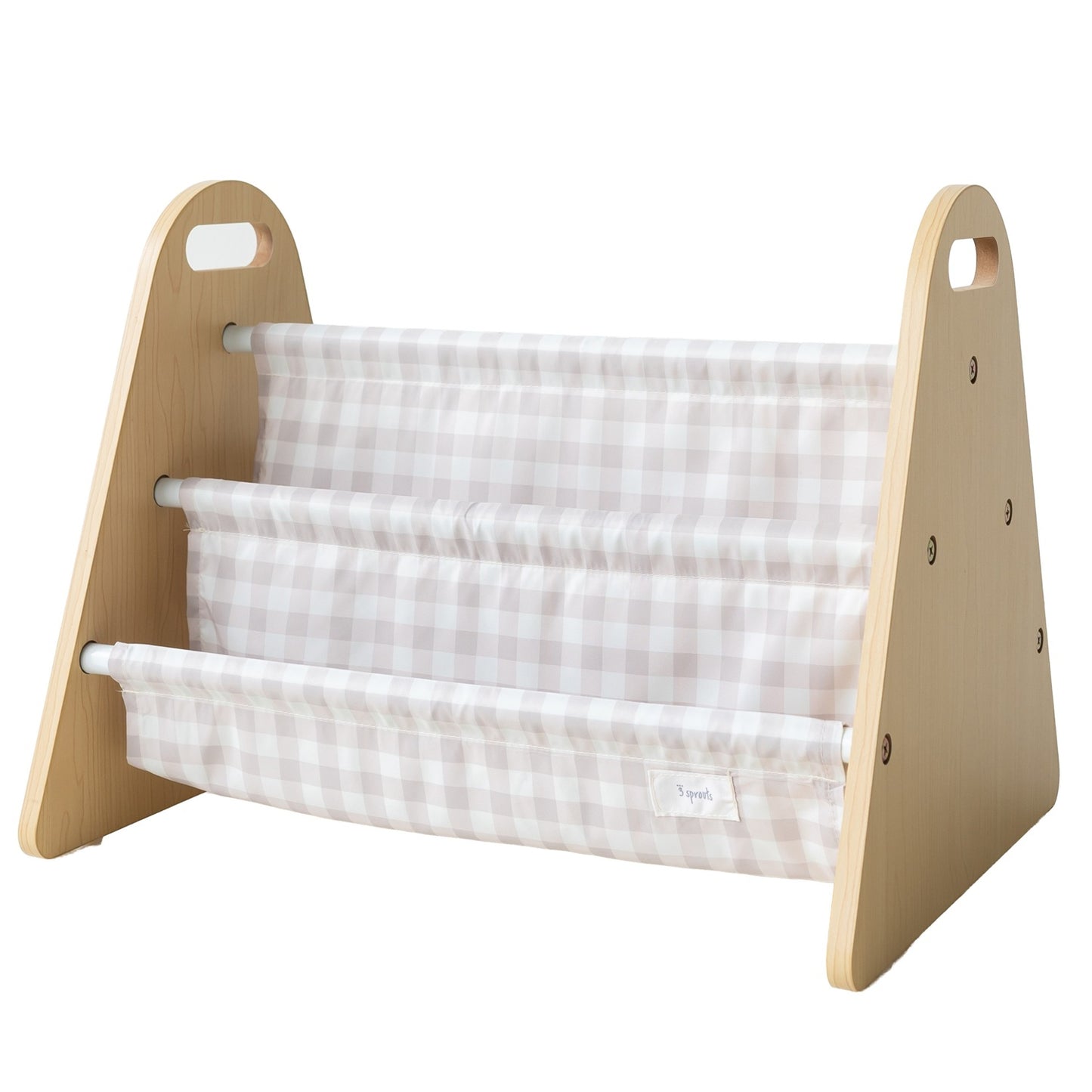 *double-sided portable book rack - gingham beige
