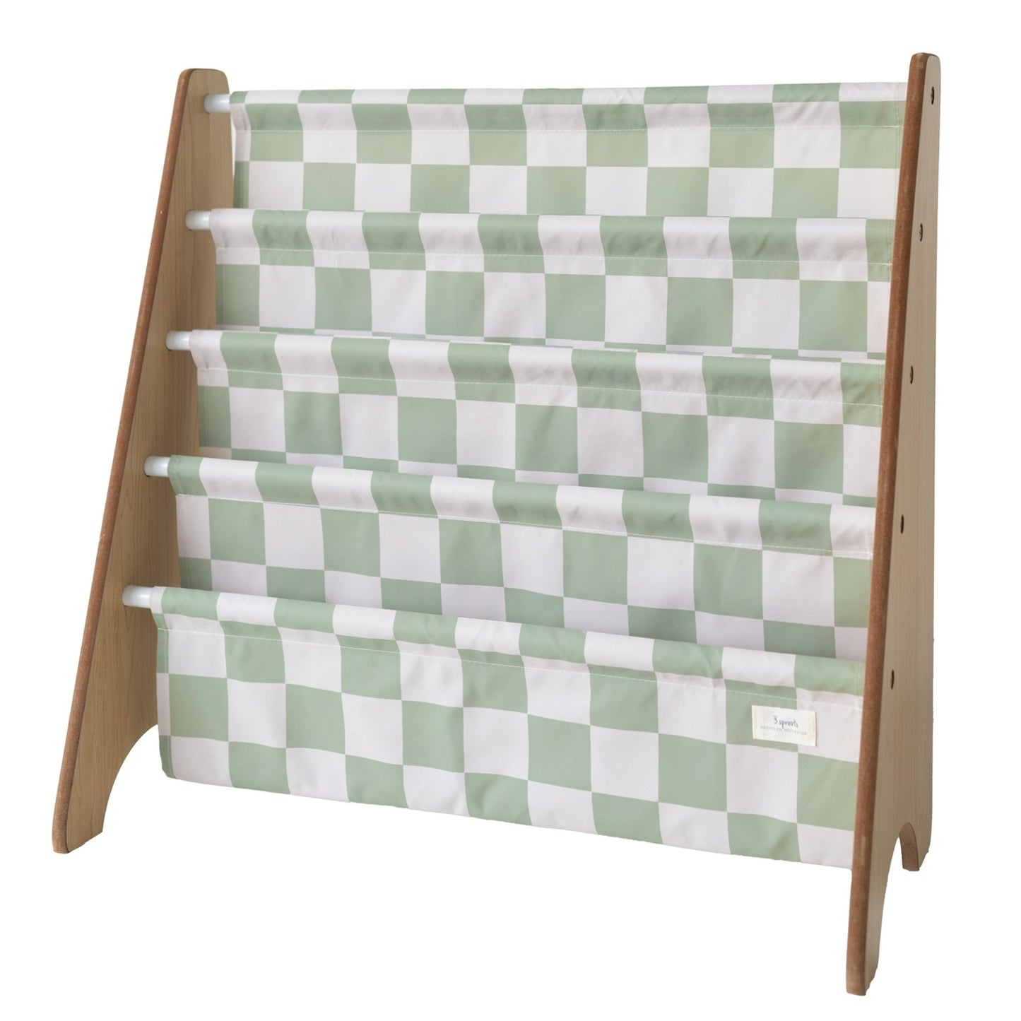 *recycled fabric book rack - checkerboard green