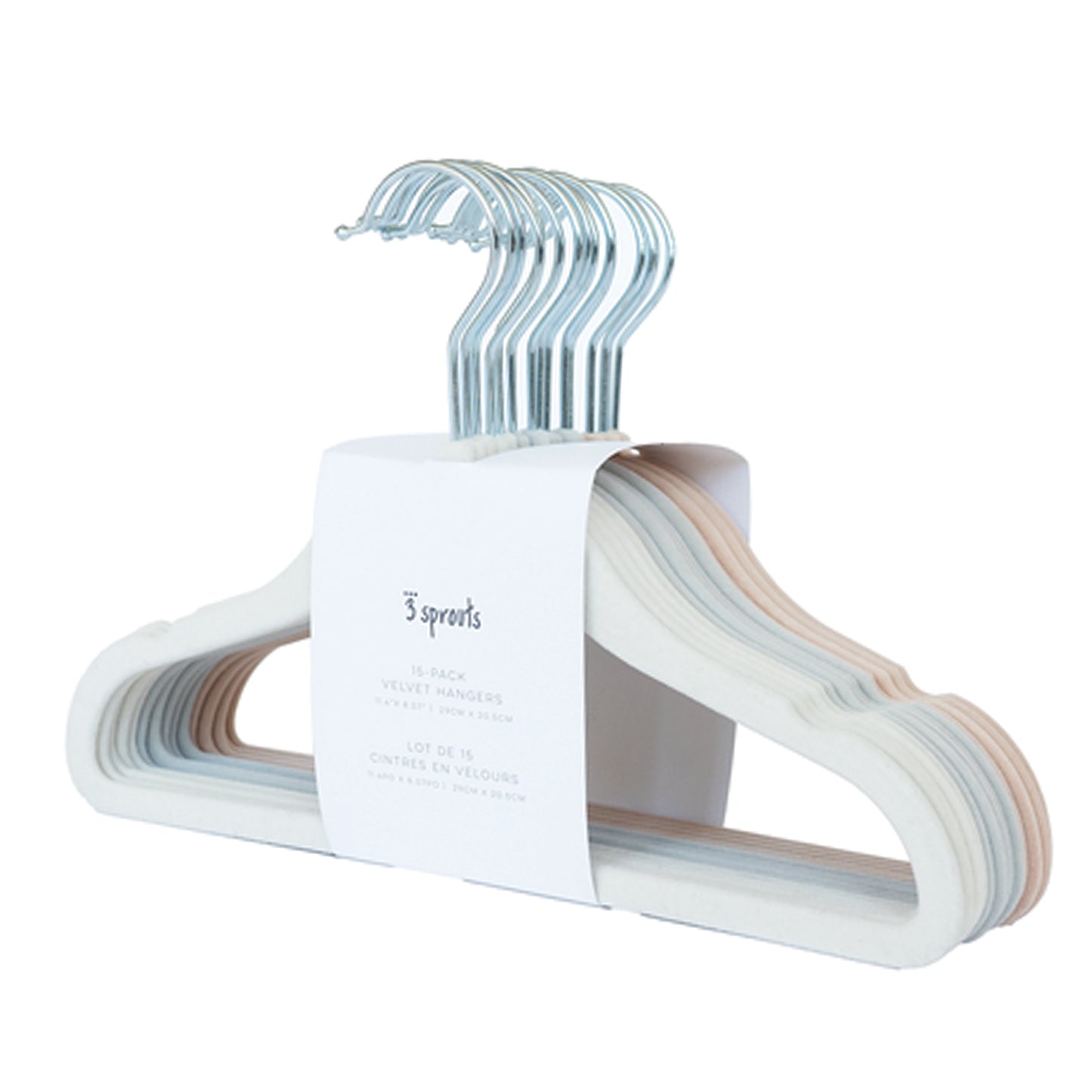 *velvet non-slip hangers (2 sets of 15) - assorted - cream/gray/hazelnut