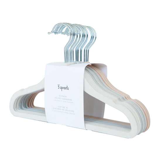 *velvet non-slip hangers (2 sets of 15) - assorted - cream/gray/hazelnut