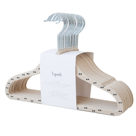 *velvet non-slip hangers (2 sets of 15) - double dot & beige