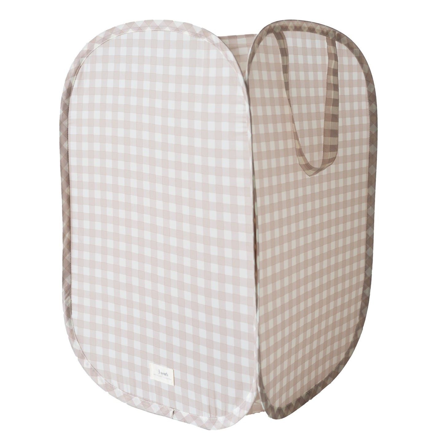 *recycled fabric pop-up laundry hamper - gingham beige