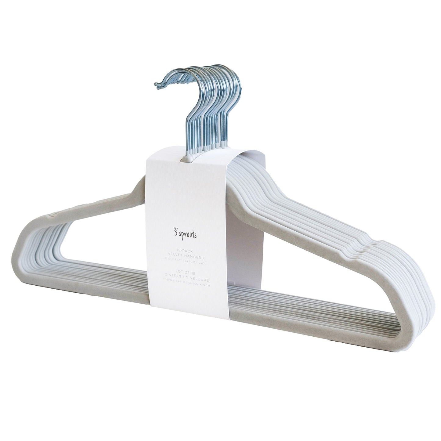 *velvet non-slip hangers for adults (2 sets of 15) - grey