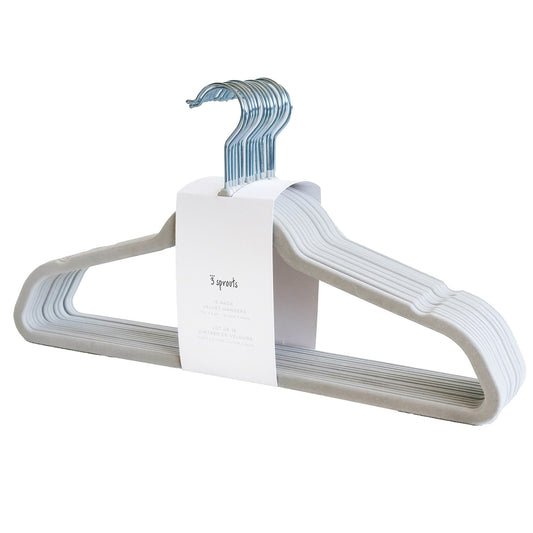 *velvet non-slip hangers for adults (2 sets of 15) - grey