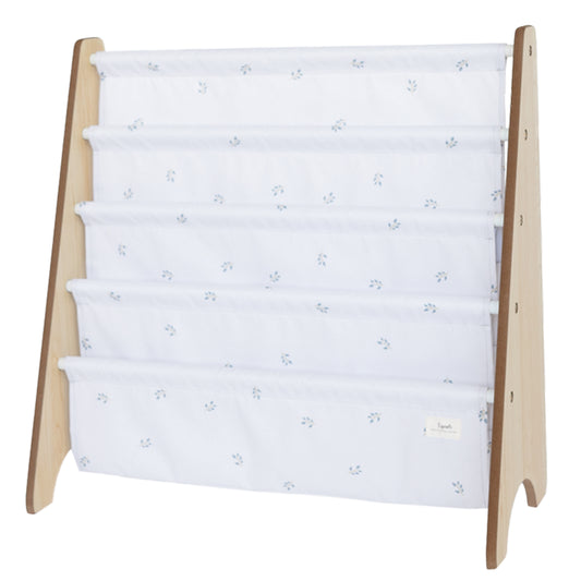 *recycled fabric book rack - blueberry ivory