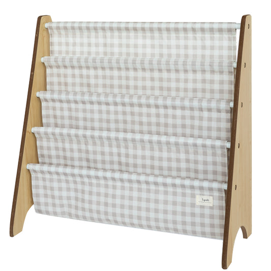 *recycled fabric book rack - gingham beige